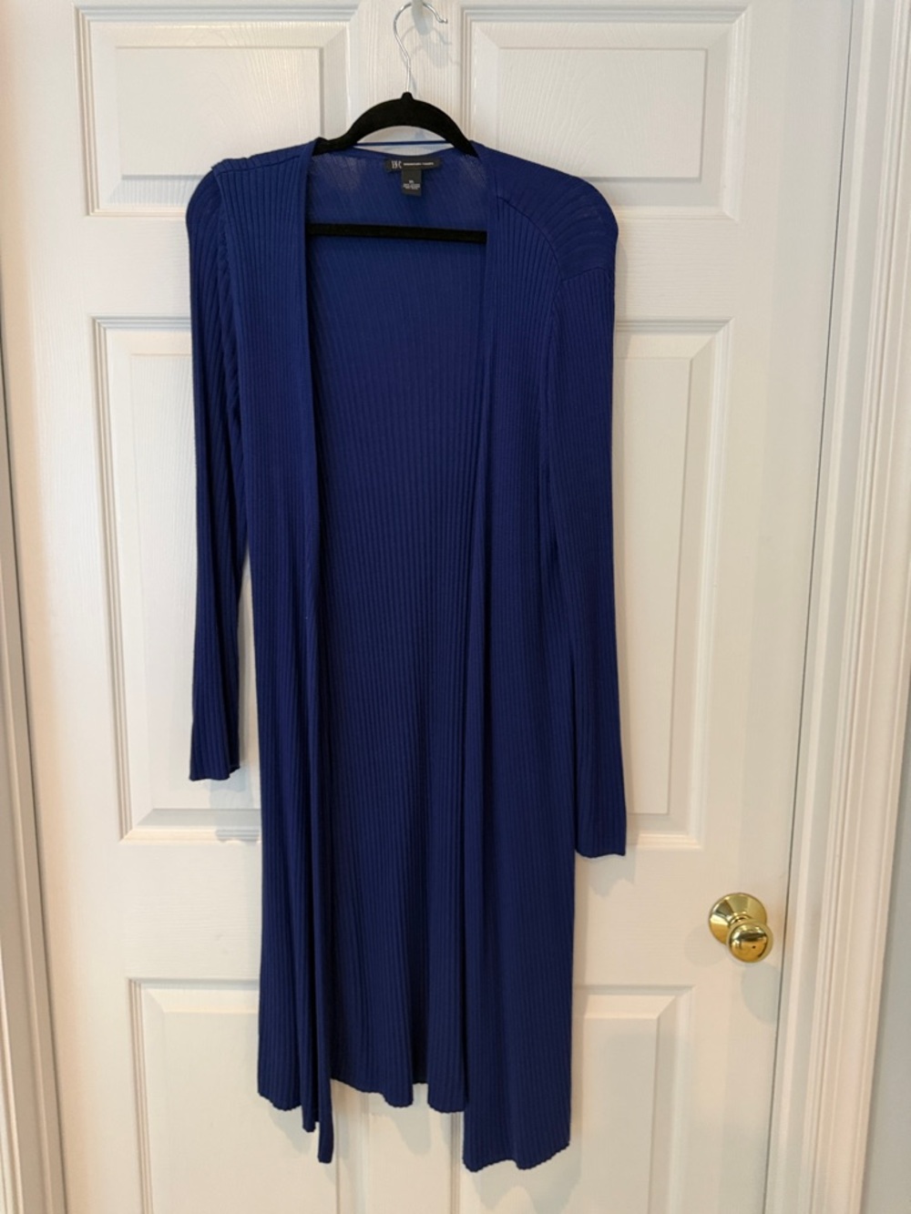 INC International Concepts Long Open-Front Ribbed Cardigan in Royal Blue